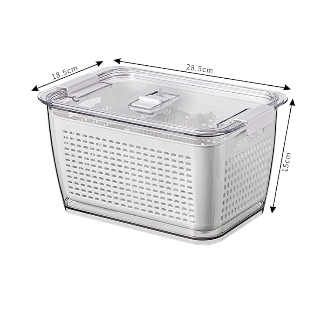 Combo Hộp Nhựa Đựng Thực Phẩm, Hộp Bảo Quản Thực Phẩm Tủ Lạnh 2 lớp Trong Suốt, Giúp Ráo Nước Bảo Quản Tiện Lợi