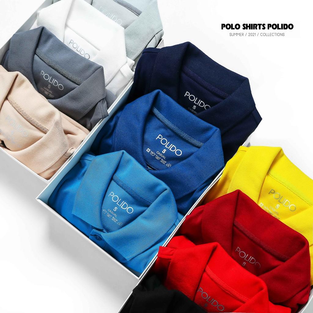 Áo Polo Nam Trơn Thêu Chữ POLIDO Màu Đỏ Đô Vải Cotton Co Giãn Form Slimfit - POLIDO MALL