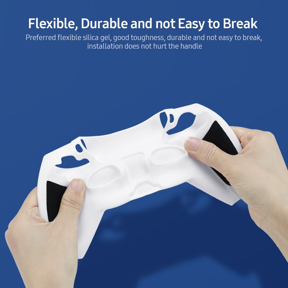 BUBM Silicone Cover cho Gamepad Tương thích với PS5 Silicone Bảo vệ chống va đập Linh hoạt và Bền nhiều - Màu trắng