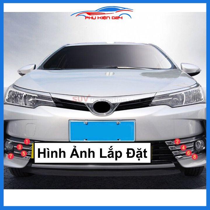 Ốp viền đèn gầm trước Altis 2018-2019-2020 gồm 8 chi tiết mạ Crom chống trầy trang trí làm đẹp xe