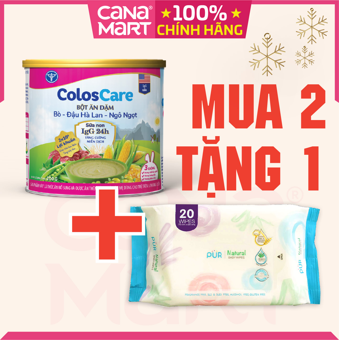 Bột ăn dặm tốt cho bé Nutricare Coloscare Bò - Đậu Hà lan - Ngô ngọt, sữa non IgG 24h (200g)