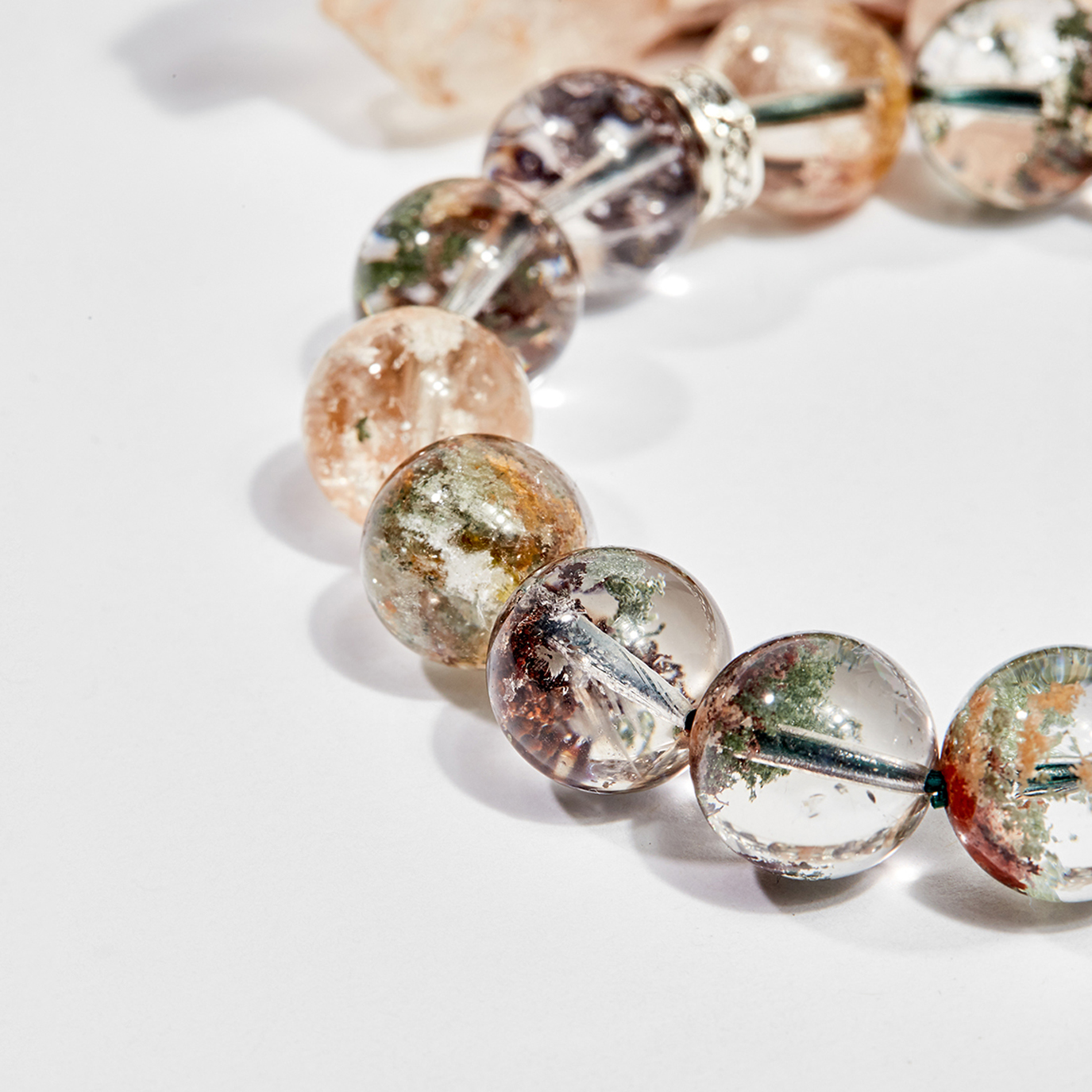 Vòng tay phong thủy đá thạch anh ưu linh charm tỳ hưu 11mm - Ngọc Quý Gemstones