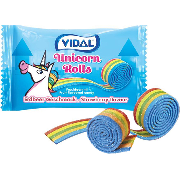 Kẹo Dẻo Cuộn Unicorn Vidal Unicorn Rolls (Gói 19g)