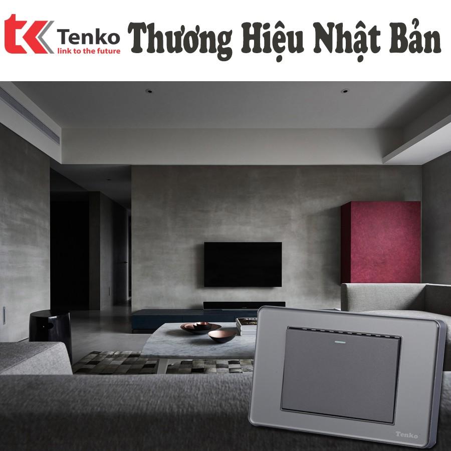 Công Tắc 3 Nút Âm Tường – Mặt PVC Trong Bo Viền Xám - Chống Xước, Chống Bạc Màu Tenko TK-C9-G003