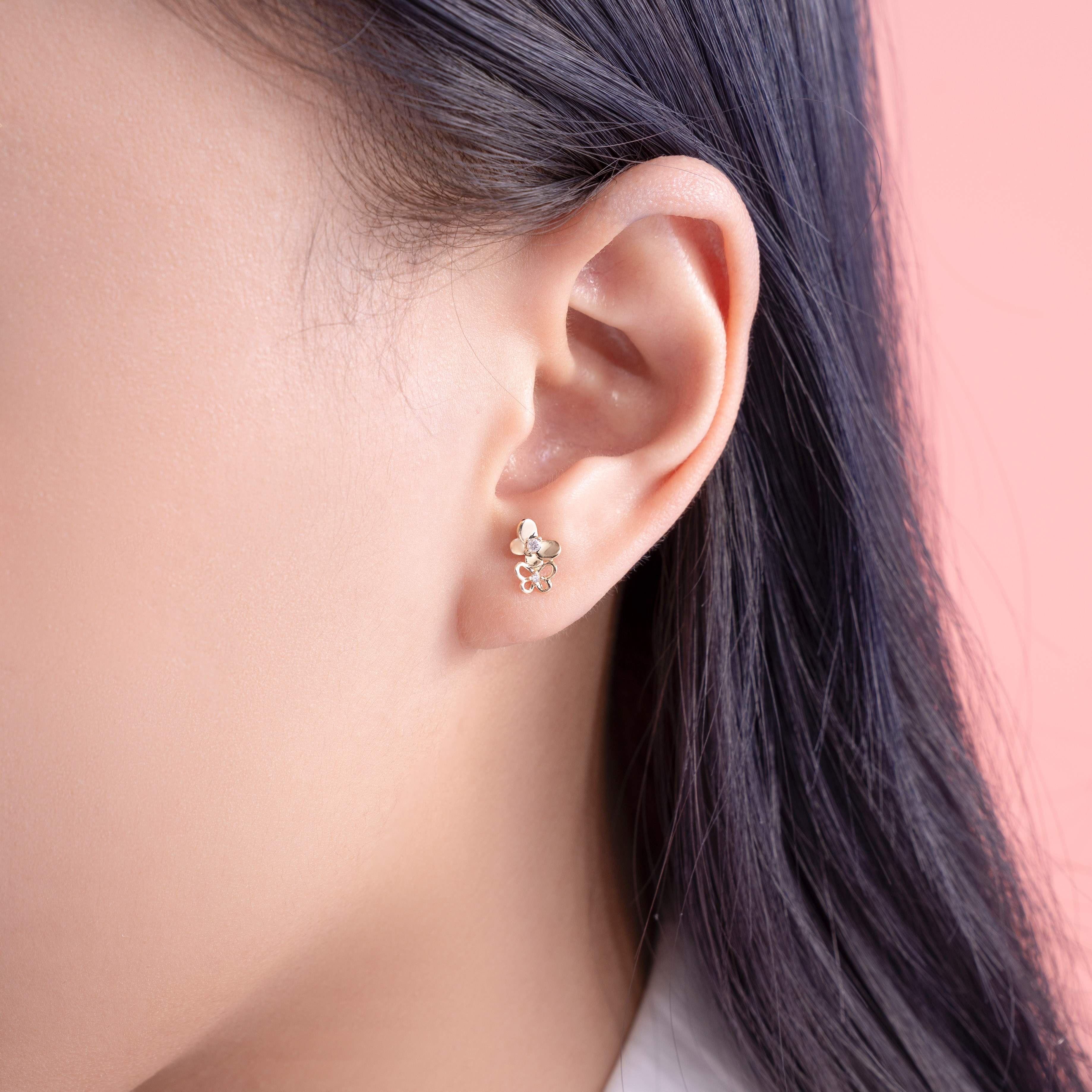 Bông Tai Nữ Vàng 14K BTAM68 Huy Thanh Jewelry