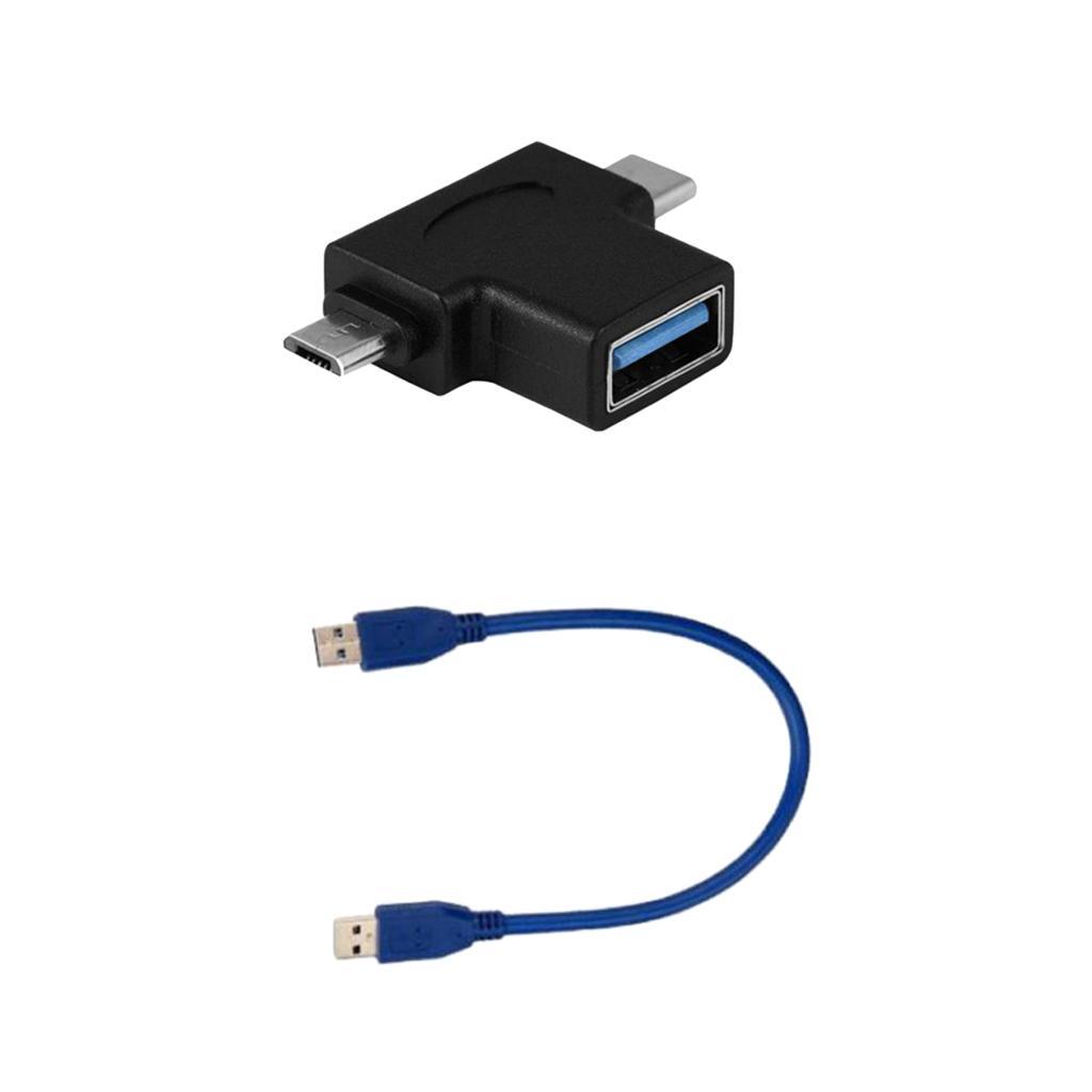 Multi-Port USB-C Micro USB To USB Converter with USB Male Extension Cable