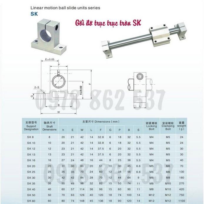 Gối đỡ trục trượt tròn SK-40