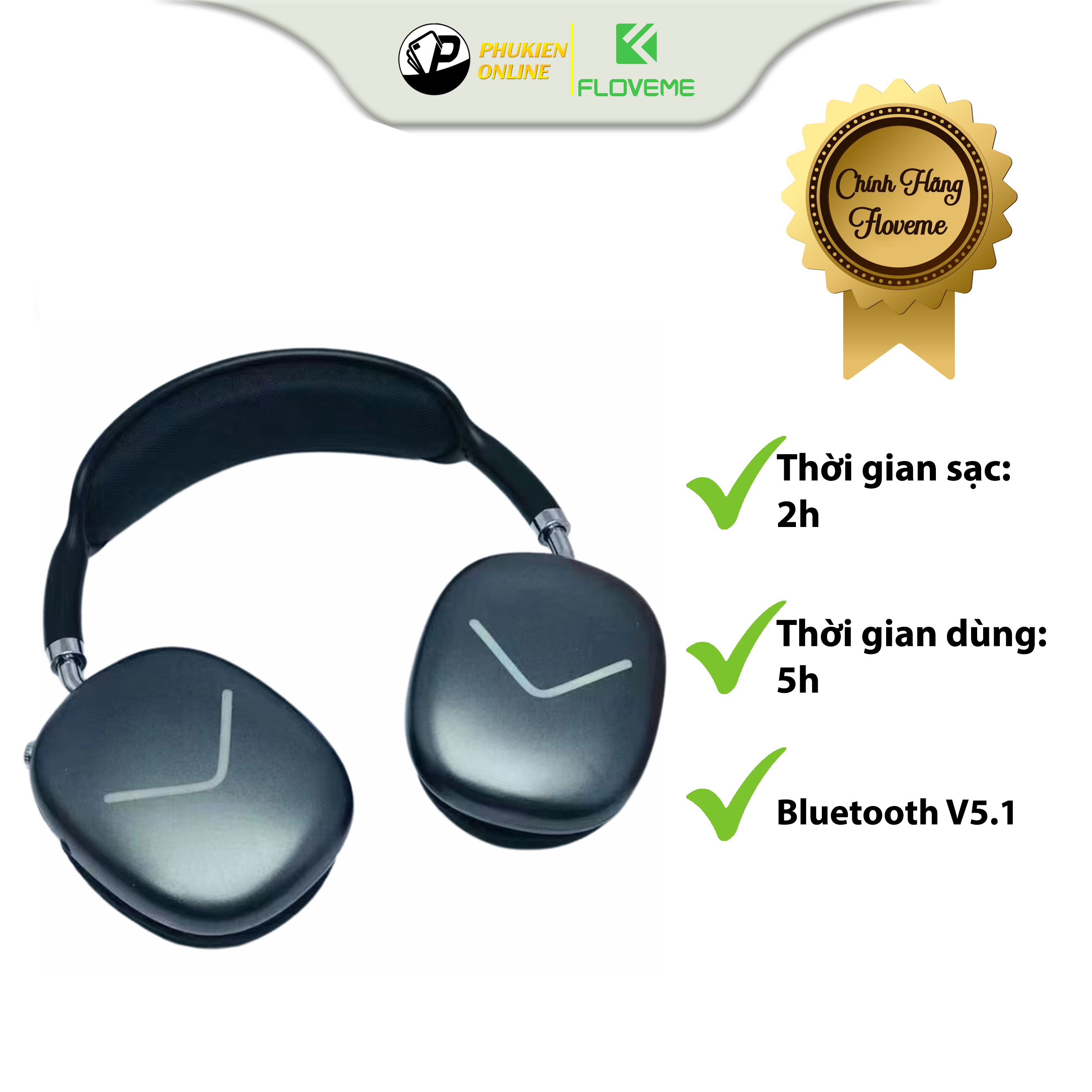 Tai Nghe Không Dây Bluetooth Floveme Chụp Đầu J01 - Tai Nghe Thể Thao - Công nghệ Bluetooth 5.0 - Âm Bass Lớn - Nghe Ấm-Hàng chính hãng