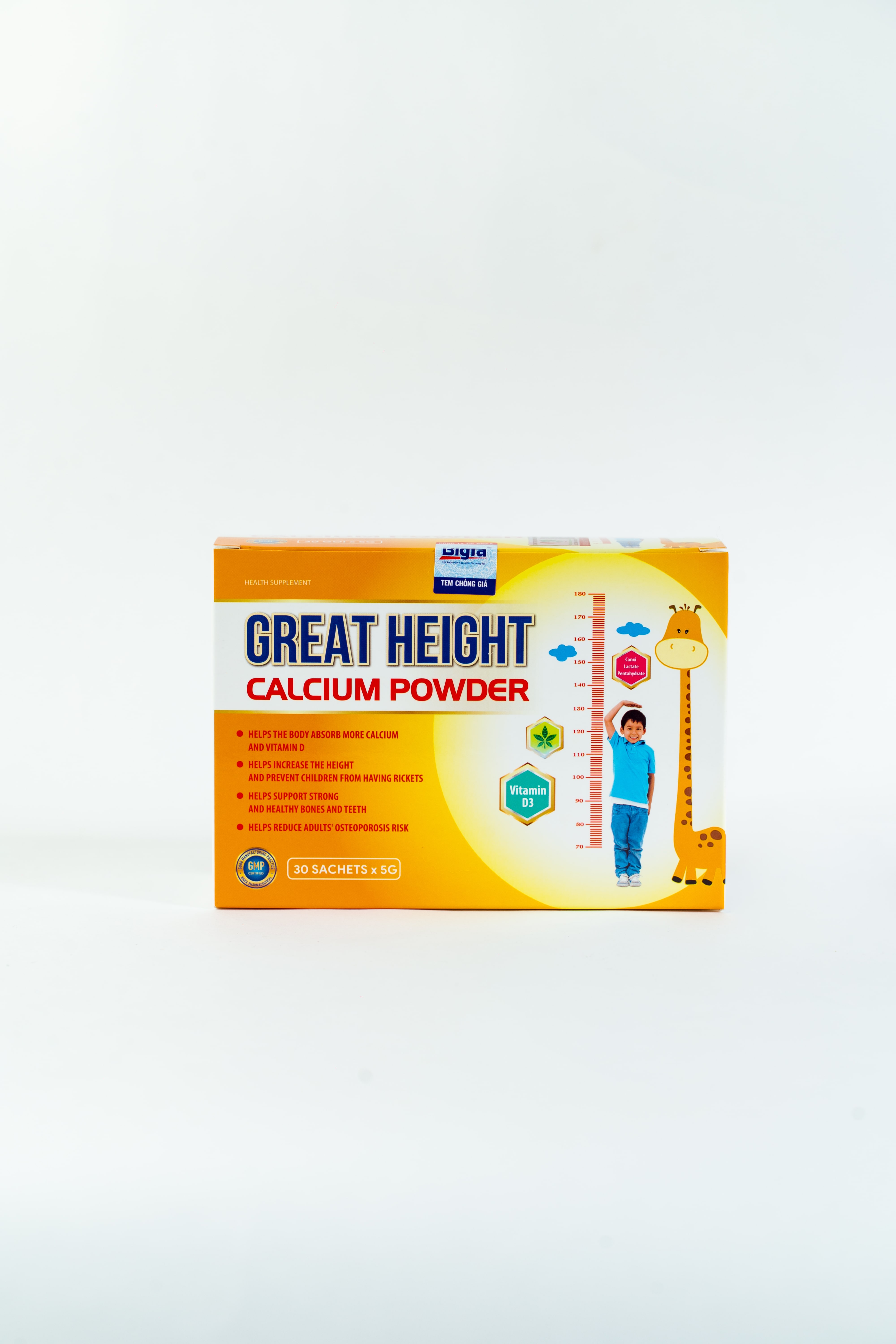 Cốm hỗ trợ tăng chiều cao Great Height Calcium Powder - Hộp 30 gói x 5g