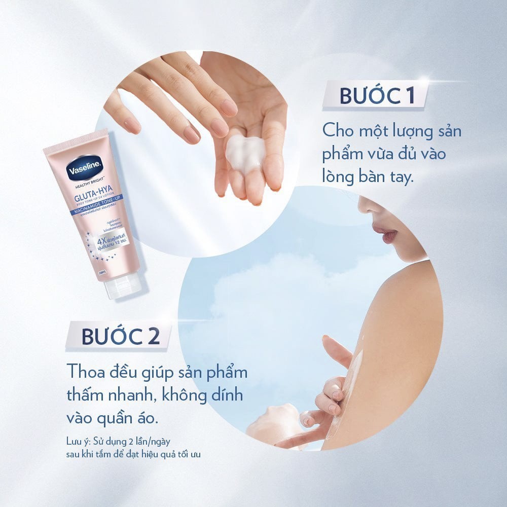 Sữa Dưỡng Thể Giúp Sáng Da Vaseline Nâng Tông Gấp 4 Lần Gluta-Hya Niacinamide Tone-up 300ml