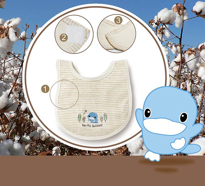 Yếm ăn dặm cho bé vải hữu cơ organic kuku ku2230