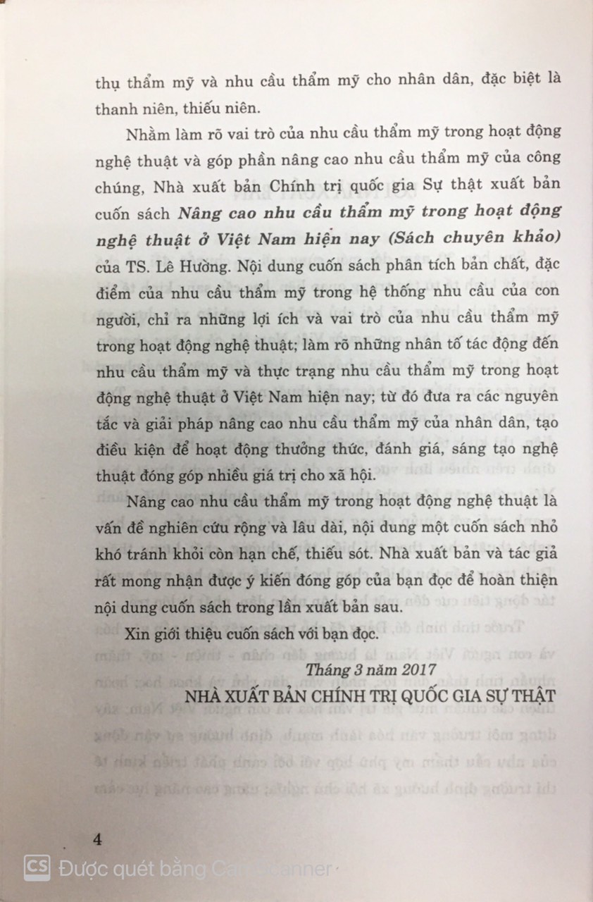 Nâng cao nhu cầu thẩm mỹ trong hoạt động nghệ thuật ở Việt Nam hiện nay