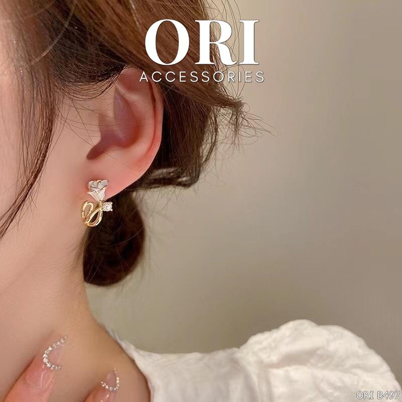 Bông tai nữ hoa hồng Rosa sang trọng ORI ACCESSORIES B497