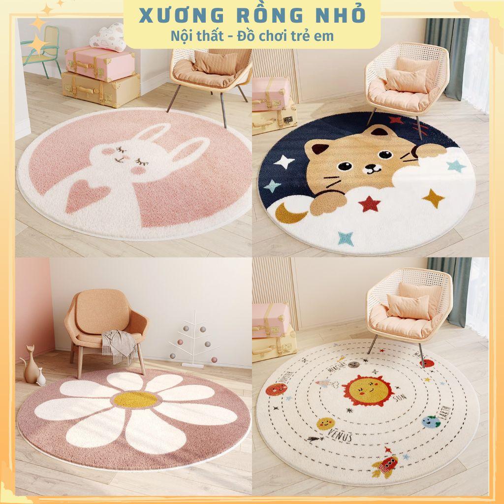 Thảm trang trí phòng bé trải sàn chống trượt in hình dễ thương - Thảm decor phòng cho bé đường kính 100cm