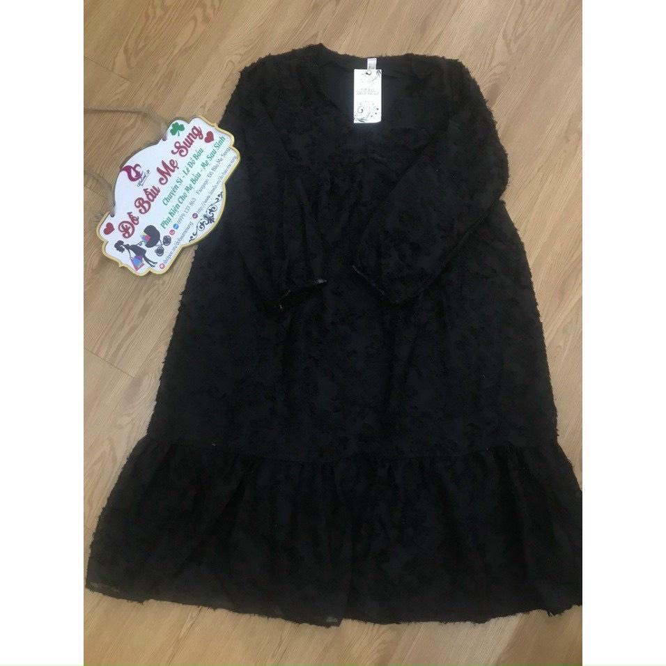 VÁY BẦU CÔNG SỞ VOAN 2 LỚP DÀI TAY - ĐẦM BẦU BABYDOLL HÀNG THIẾT KẾ