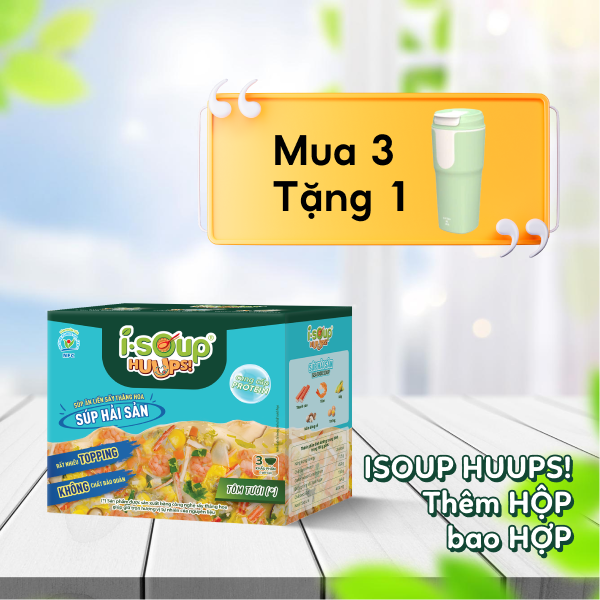 Súp Hải Sản Ăn Liền ISOUP HUUPS Ngon,Dinh Dưỡng,Tiện Lợi (Hộp X 3 Viên) - Súp Ăn Liền Sấy Thăng Hoa