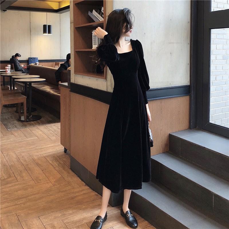 Váy nhung đen dự tiệc đính đá V3218  Thời Trang Tadi