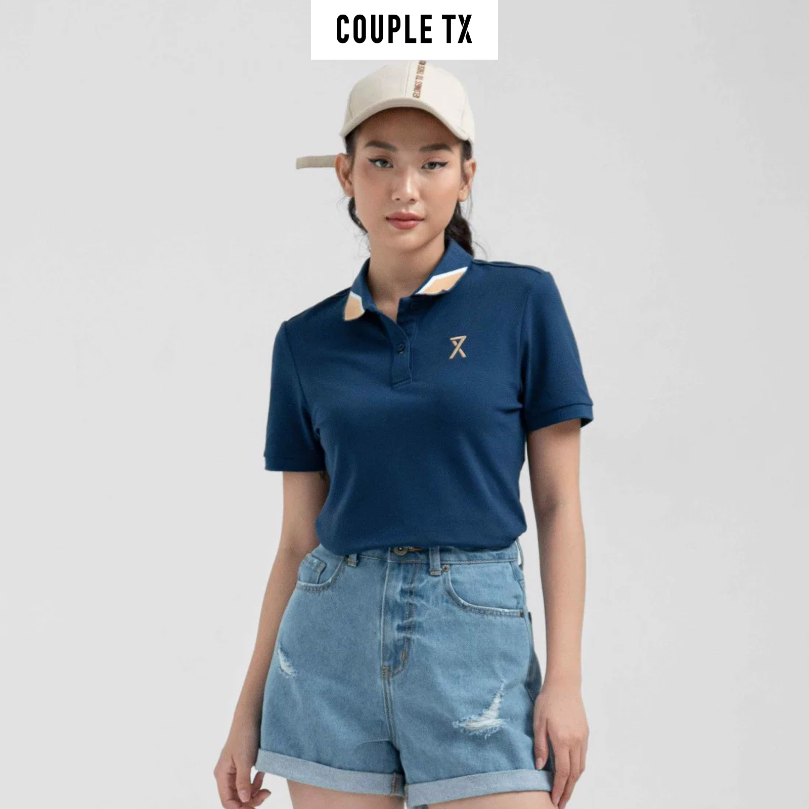 COUPLE TX - Áo Polo Nữ Pique Slim Fit Phối Bo Cổ WPO 2024