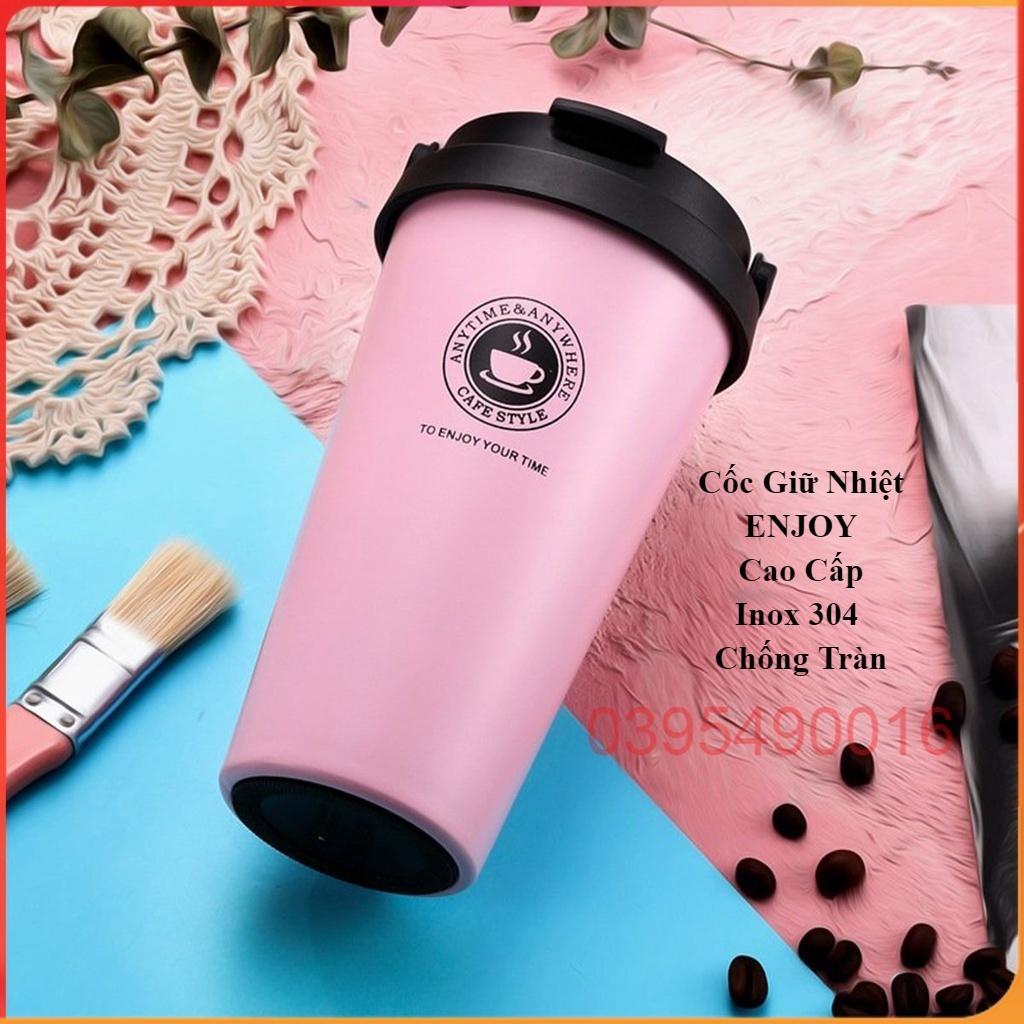 Cốc giữ nhiệt ENJOY cao cấp, inox 304, chống tràn, ly uống cafe, sữa, đựng nước, giữ lạnh, nóng đến 6 - 8 tiếng