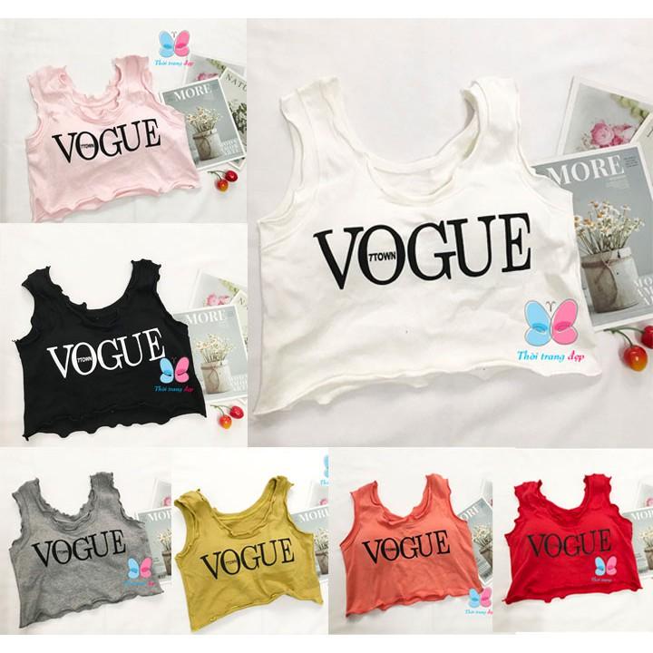 Áo Thun sát nách cho Nữ dáng Croptop từ 35-45kg in chữ vogue - AONU15