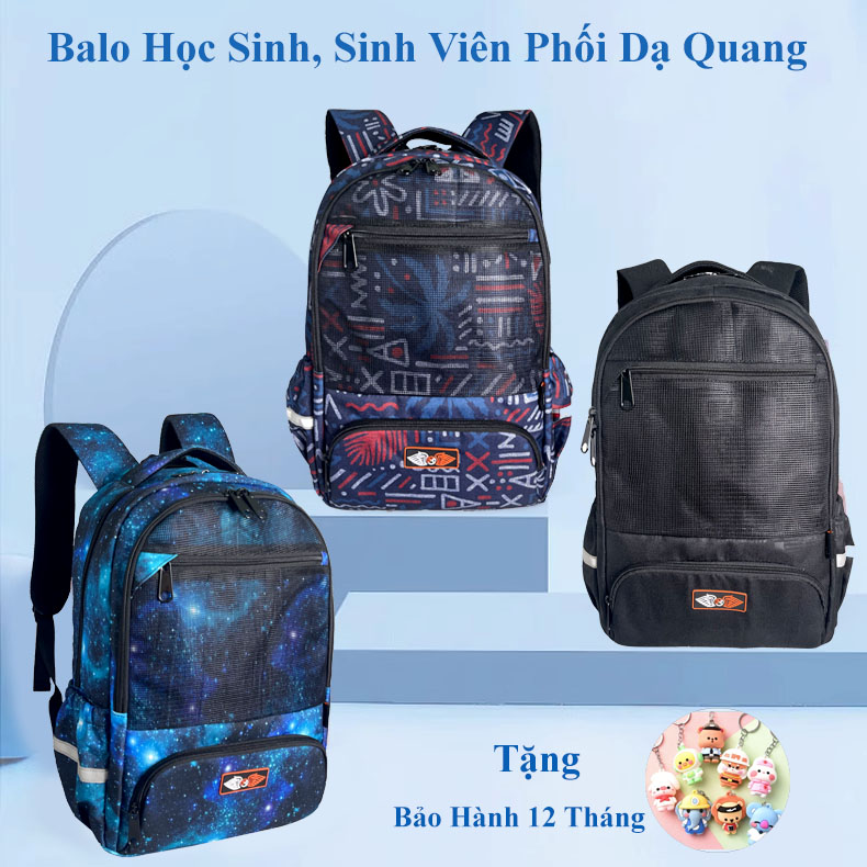 (Có Kèm Quà Tặng) Balo Galaxy- Balo Cho Học Sinh, Sinh Viên Viền Dạ Quang, Nhiều Ngăn. Bảo Hành 1 Năm