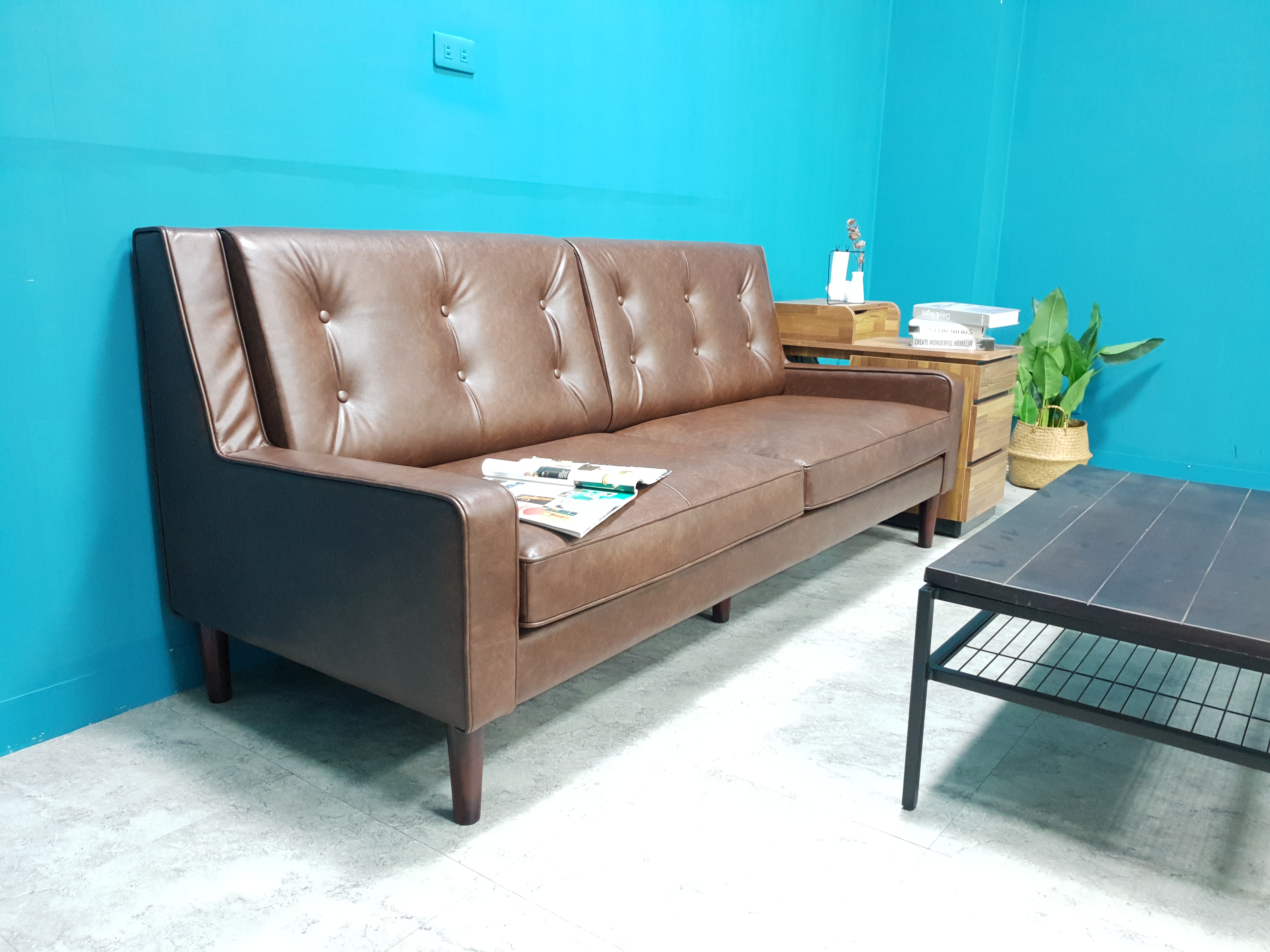 Sofa băng Juno sofa màu nâu, đen 200 x 80 x 90 cm