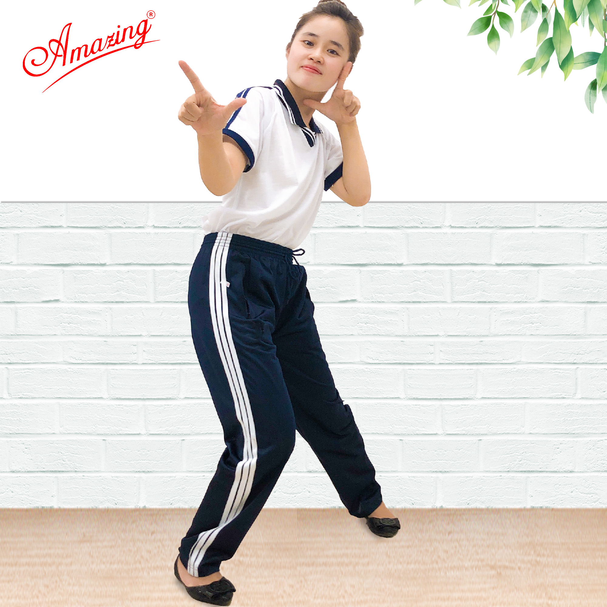 Áo thun thể dục thương hiệu Amazing cho bé gái, cổ bẻ và cổ tròn, đồng phục thể thao cho học sinh nam nữ các cấp
