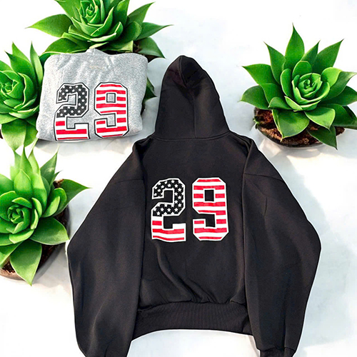 Áo Khoác Nỉ Bông In Số 29 Cờ Chất Thun Nỉ Xuất Khẩu Dày Mịn, Nón Rộng 2 Lớp, Logo In Nổi Thời Trang