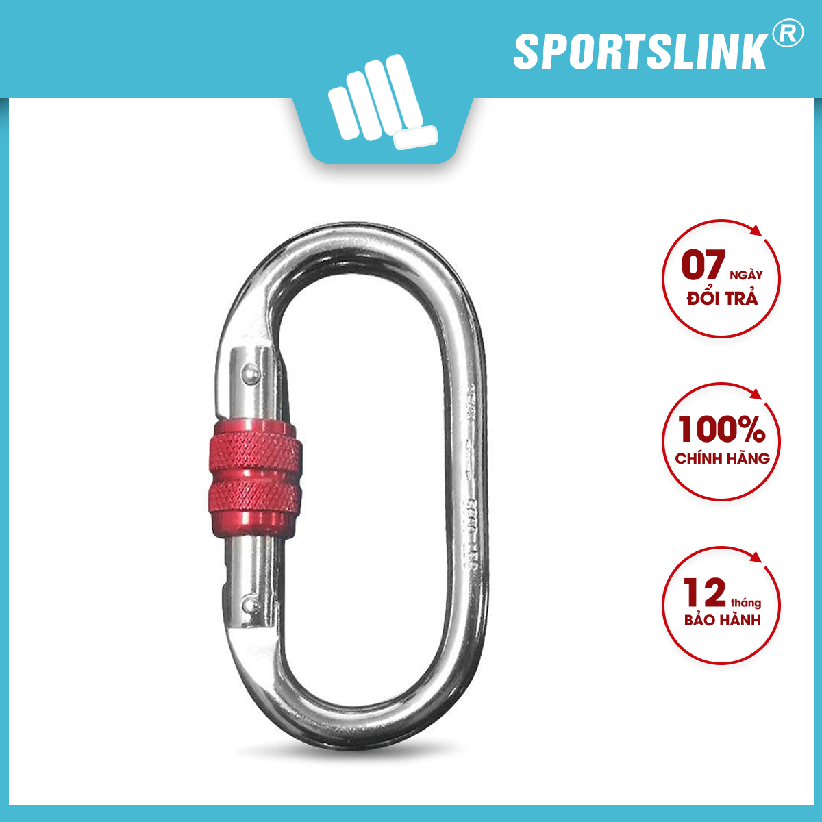 Móc treo khóa chữ D đa năng Sportslink carabiner dùng treo võng yoga - đi leo núi