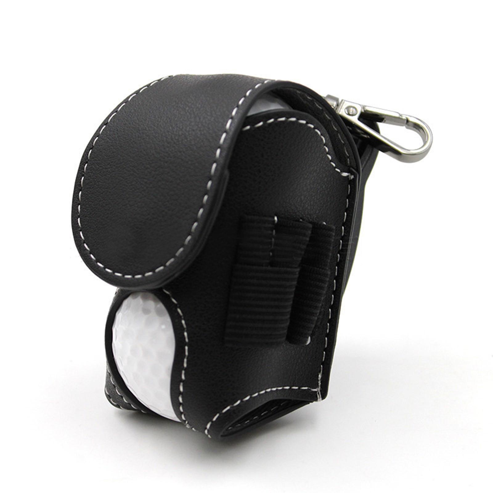 PU Leather Golf Ball Carry Bag Waist Pouch with Hook Golf Accessory