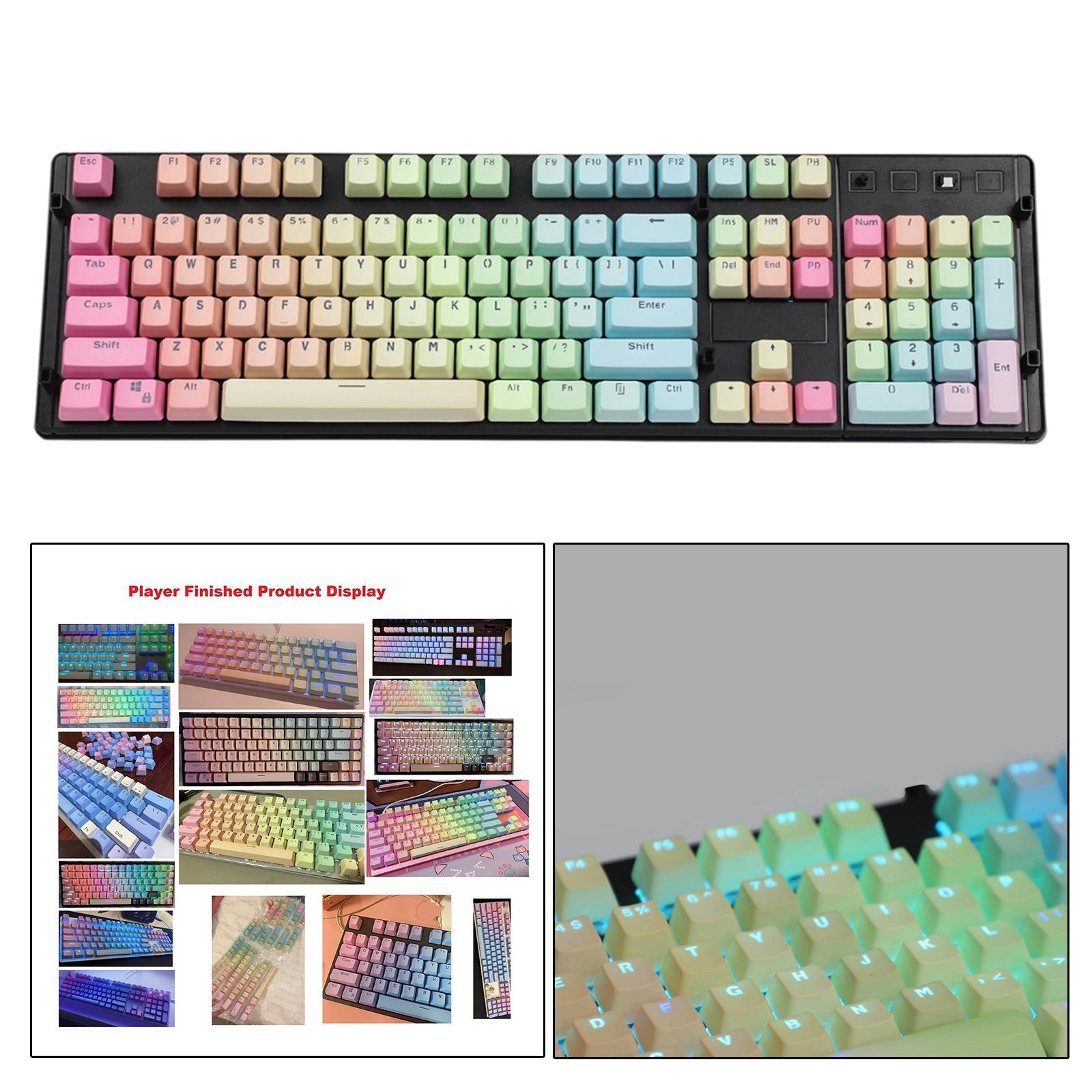 104 Keys Mechanical Keyboard Keycaps Set Home Supplies Rainbow Gradient