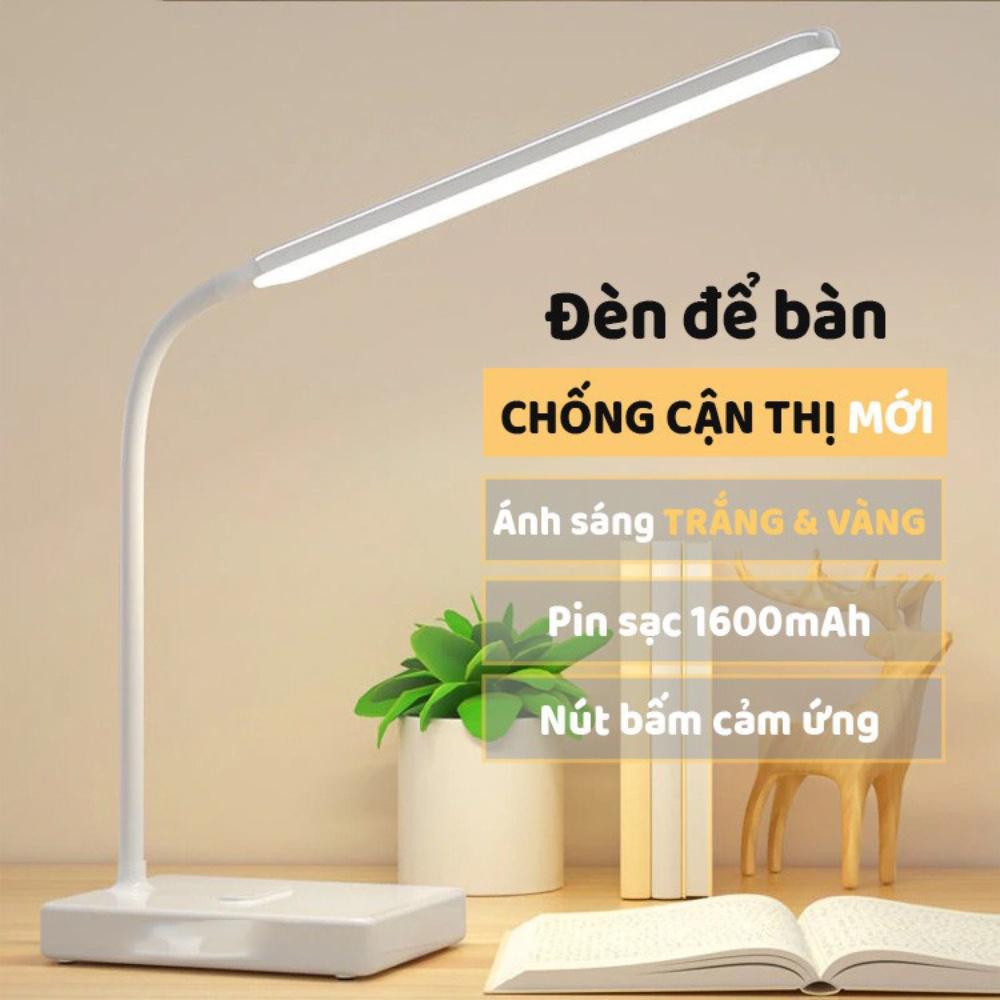 Đèn học để bàn chống cận cảm ứng, đèn đọc sách làm việc 3 chế độ sáng, sạc pin tích hợp gấp gọn, bảo hành 12 tháng