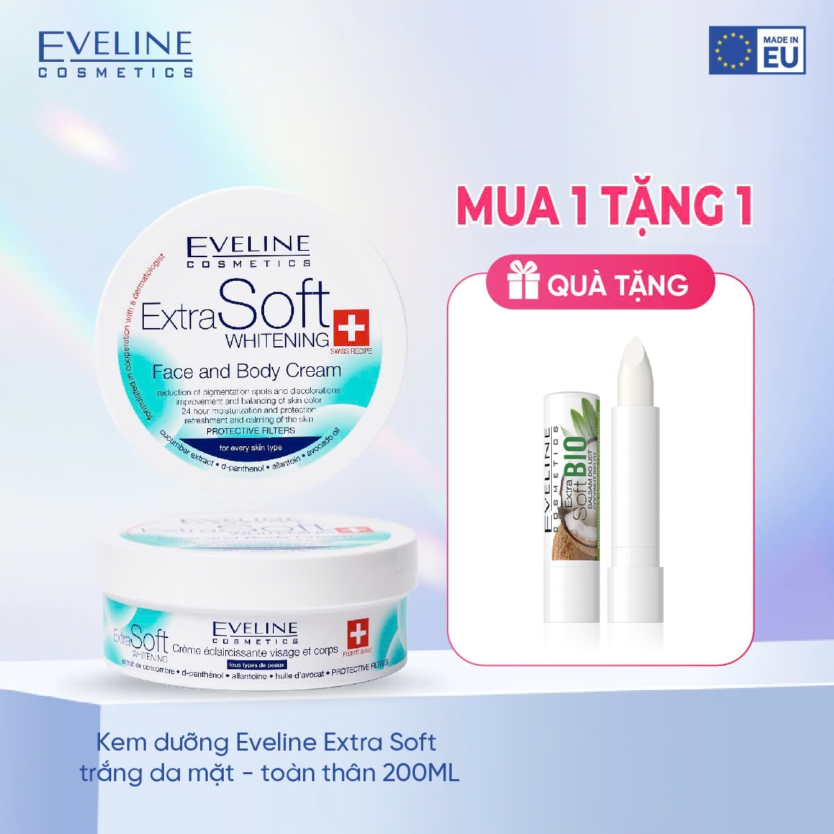 Kem làm trắng da Eveline Whitening Face and Body Cream Extra Soft 200ml