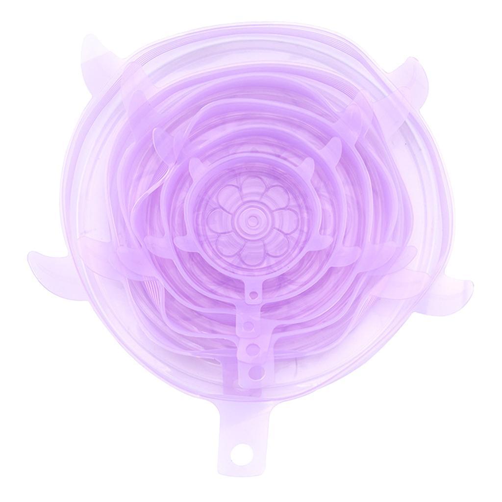 6pcs Silicone Wraps Seal Bowl Covers Food Storage Clear