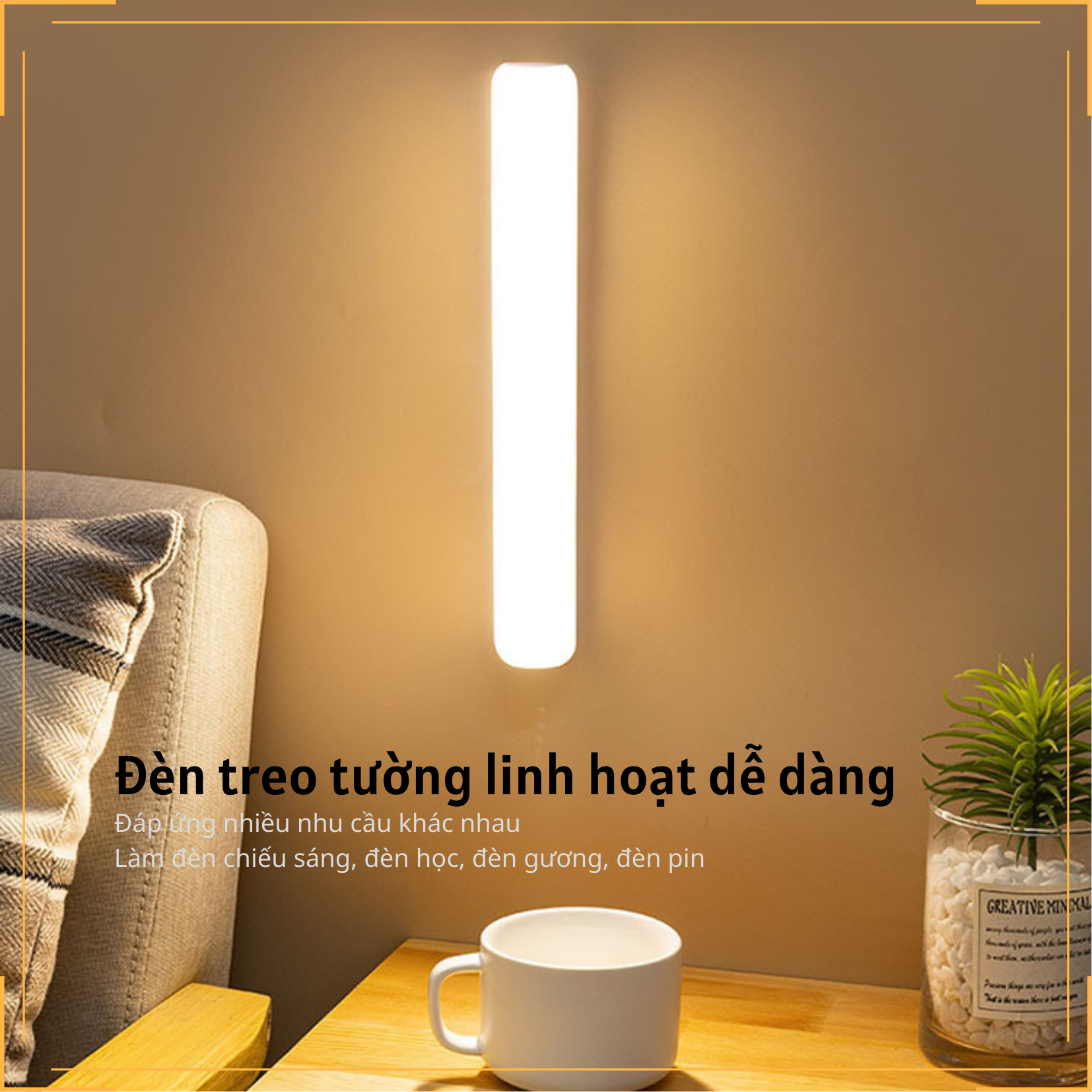 Đèn học gắn tường Cảm ứng Pin 2500 mAh 3 nhiệt độ màu Ánh sáng vô cấp