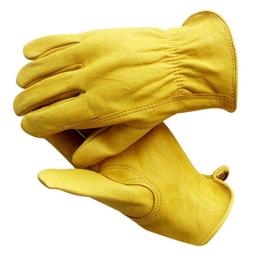 4pcs Grip Leather Work Gloves Stretchable Wrist Tough Cowhide Welding Glove