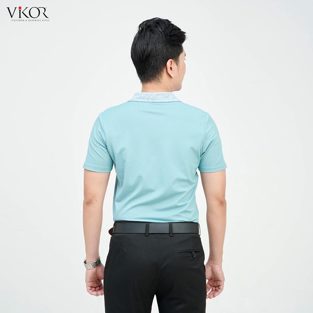 Áo thun POLO nam cổ sơ mi VIKOR SMM07 xanh ngọc vải sợi cafe cao cấp, mềm mại, siêu mát hàng chính hãng