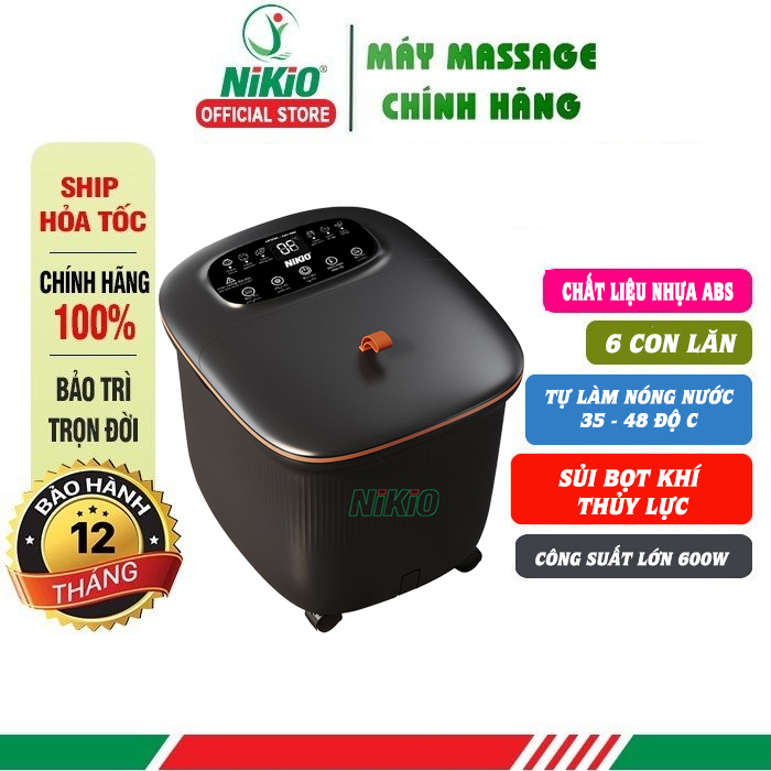 Bồn (Máy) Ngâm Massage Chân Nikio NK-195 NEW - Tự Động Làm Nóng Nước Và Giữ Ấm Nước, Tùy Chỉnh Được Nhiệt Độ Nước, Có Điều Khiển Cầm Tay - Cải Thiện Giấc Ngủ, Giảm Stress, Giảm Đau Nhức Chân, Lạnh Chân