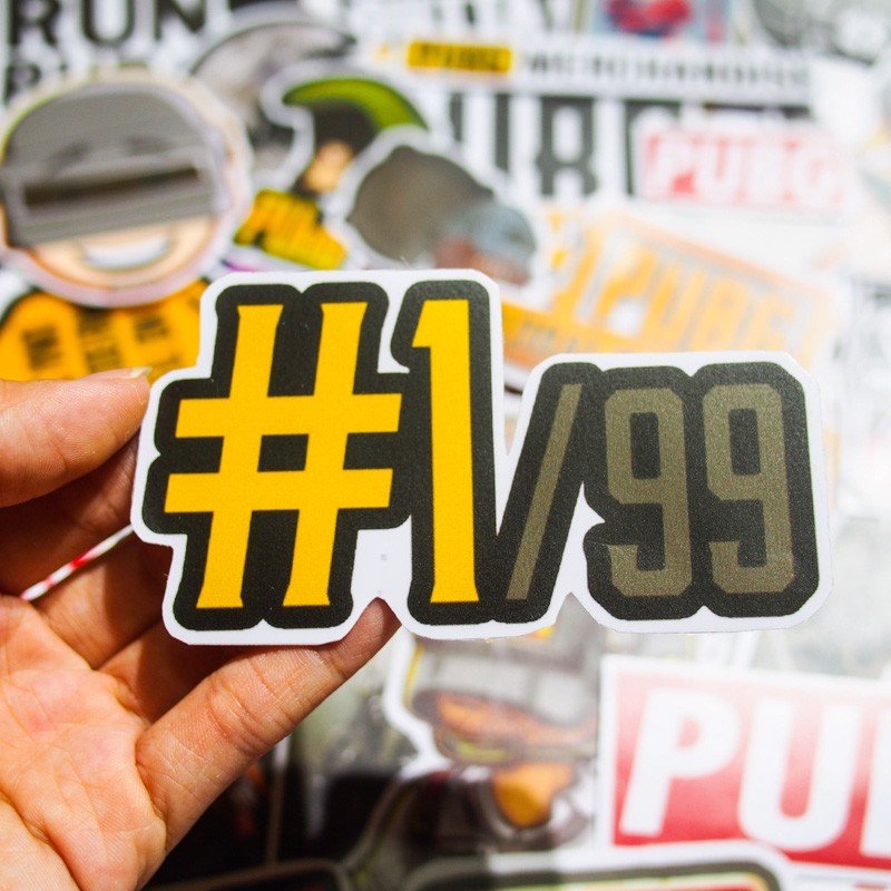 Hộp 100 Sticker PUBG dán Laptop, Vali, Mũ bảo hiểm, Điện thoại, hình dán chủ đề PUBG