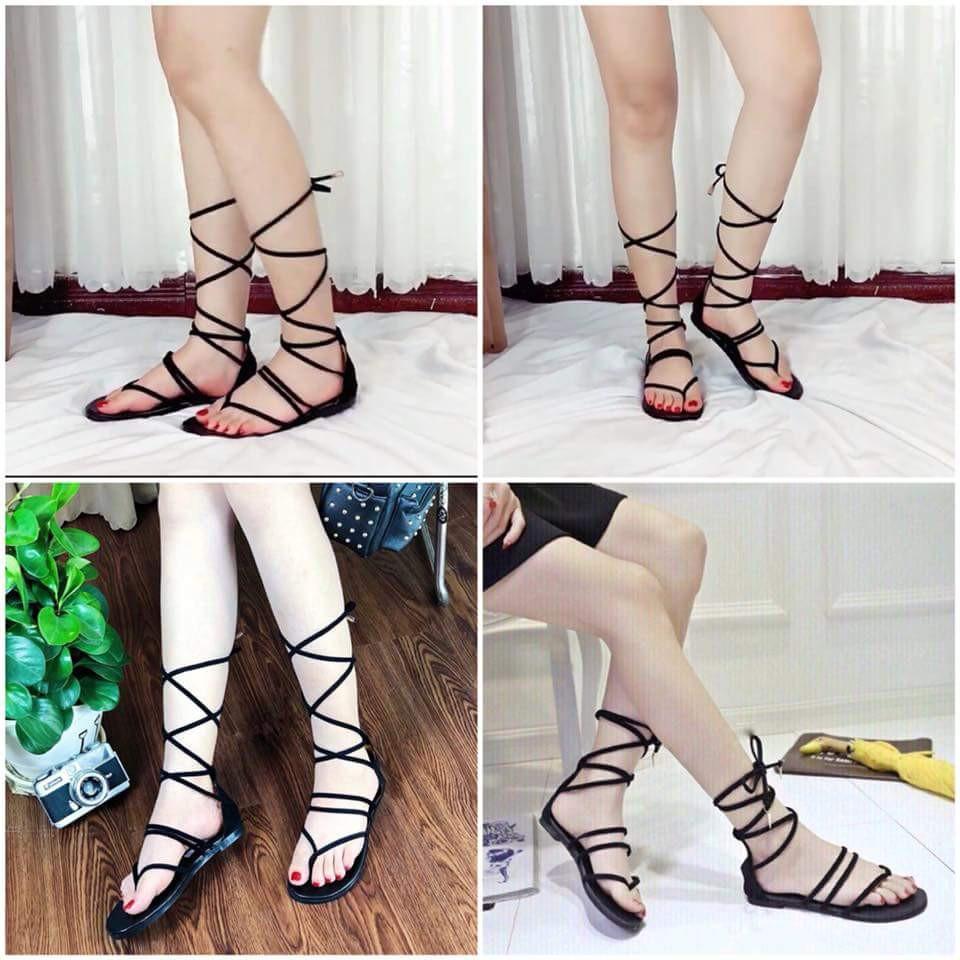 Sandal cột dây bít gót