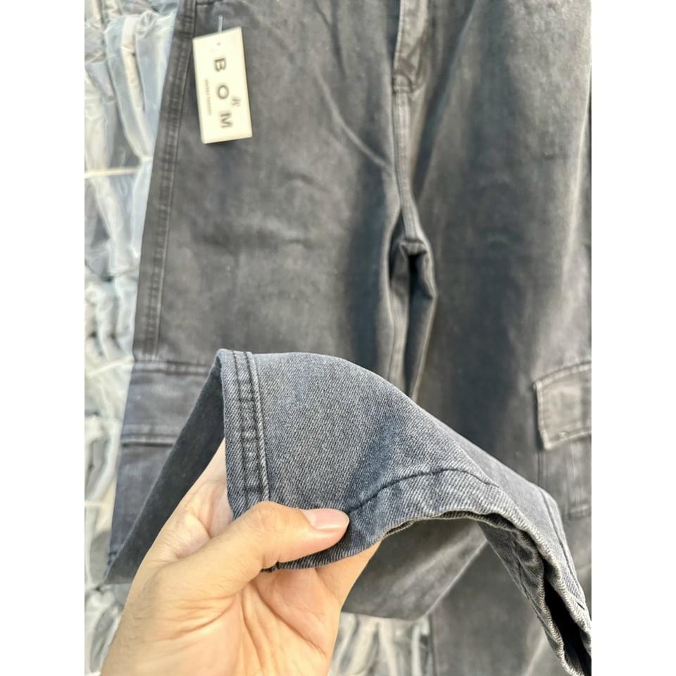 Quần JEAN baggy nam nữ unisex TÚI HỘP màu XANH - XÁM Nam nữ unisex Quần baggy ống rộng NBJ001