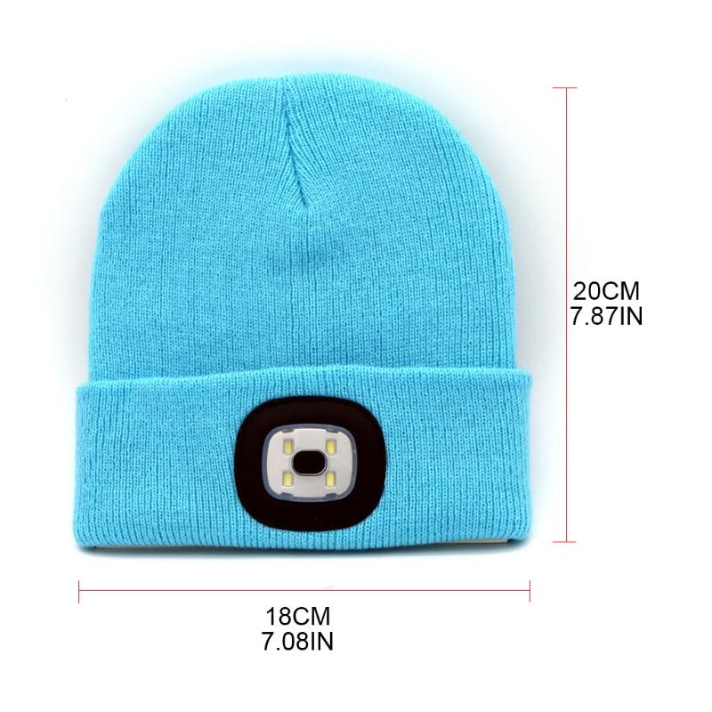 USB Mũ có thể sạc lại mũ dệt kim với đèn LED cao độ sáng của trẻ em mũ thứ 4 LED Night Lighting Beanie Mũ bean Color: FY