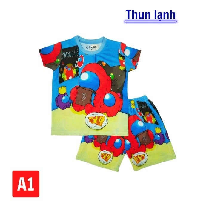 Bộ đồ bé trai hình Among Us từ 10-45kg - Vải thun lạnh