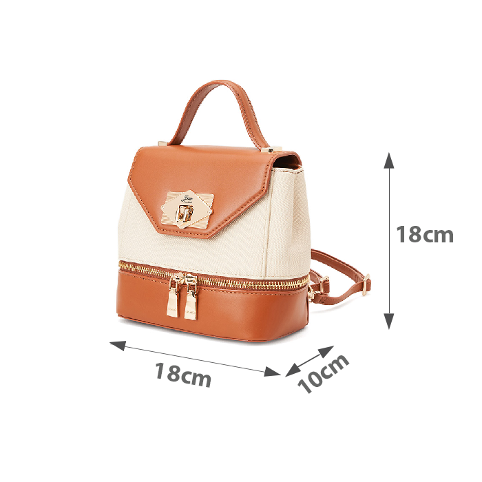 Balo Nữ Thời Trang JUNO Nắp Gập Phối Khoá Kéo Trang Trí BL165