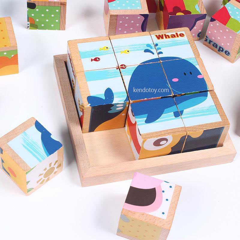 Combo 6 chủ đề xếp hình 9 khối lập phương gỗ beech cao cấp - Block puzzle