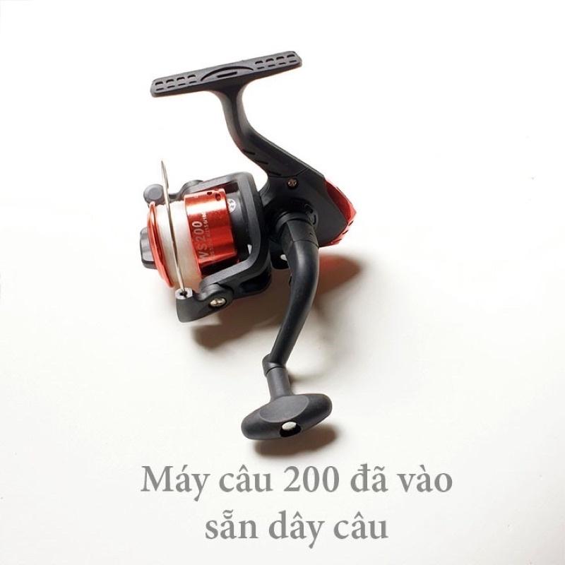 Bộ Cần Câu Cần Máy Cần Câu 2 Khúc Đặc Kèm Máy Câu 200 cuốn sẵn cước và phụ kiện