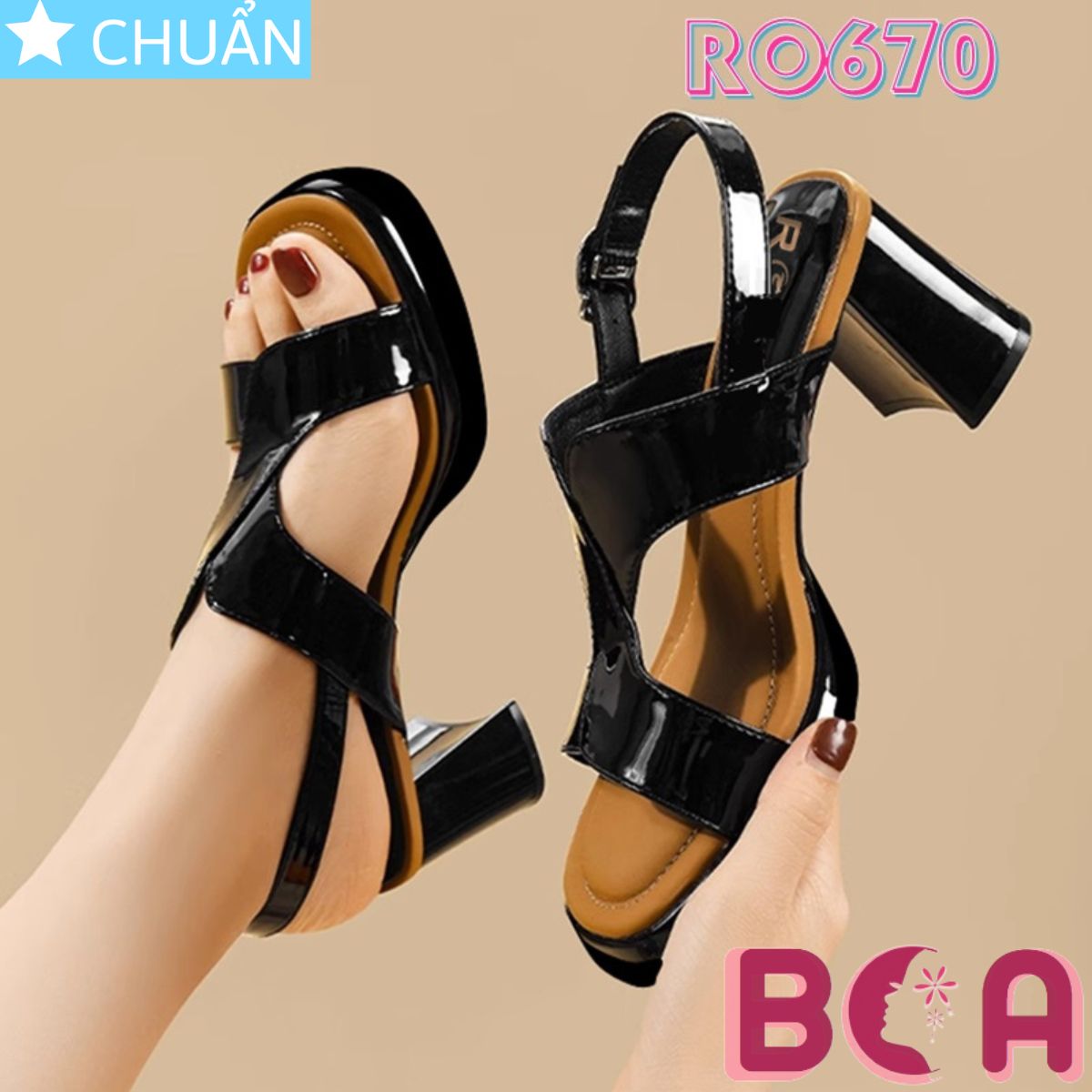 Xăng đan nữ đẹp cao gót 7 phân RO670 ROSATA tại BCASHOP thoải mái di chuyển mà vẫn thể hiện được đẳng cấp