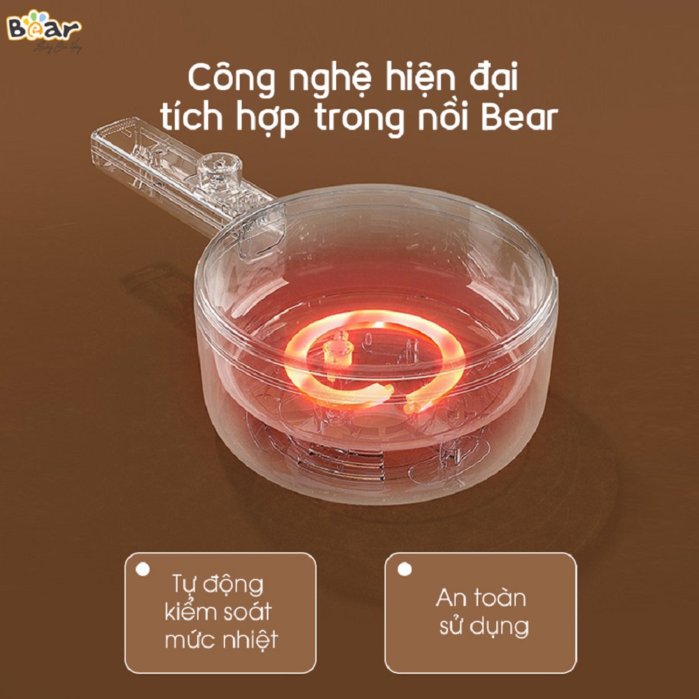 Hình ảnh Nồi Đa Năng 2 Tầng Bear 1,6l Phủ Gốm Cao Cấp Hấp, Xào, Nấu, Luộc- DRG-P16M2 - Hàng Chính Hãng