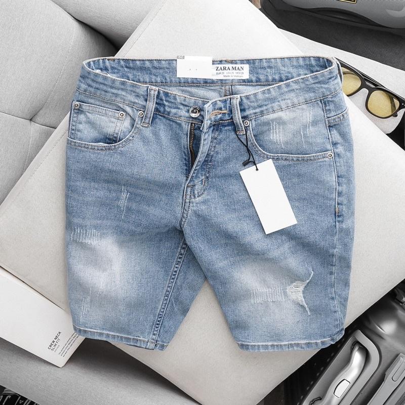 Quần Short Bò Jean Nam Slimfit ôm vừa Xuất Xịn co giãn không phai màu