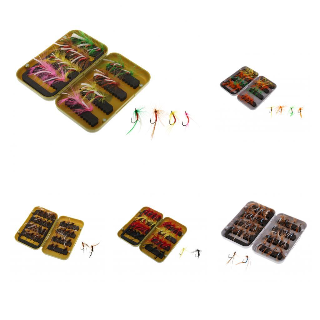 32Pcs Fly Fishing Flies Kit Bass Salmon Trout Flies Lures Assortment Fly Box